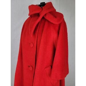 VTG 1960s Lilli Ann Paris San Francisco Red Mohair Wool Swing Coat Sz M/L